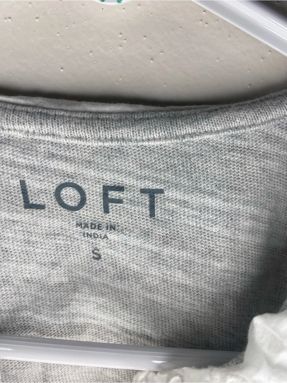 LOFT Eyelet Collar Heather Gray Puff Sleeve Cotton Top Size Small